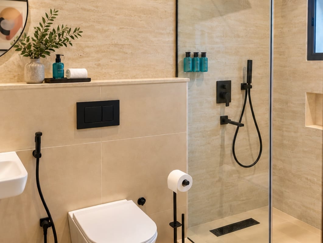 Luxury bathroom with marble finishes